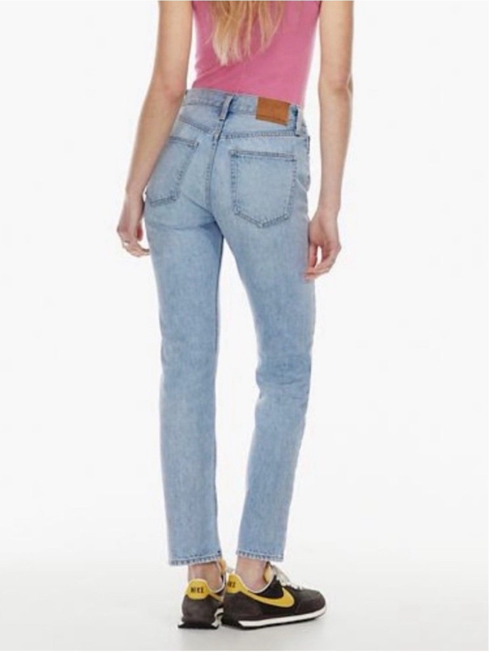 Aritzia Denim Forum The Romy Mid Rise Classic Straight Leg Jeans Light Blue